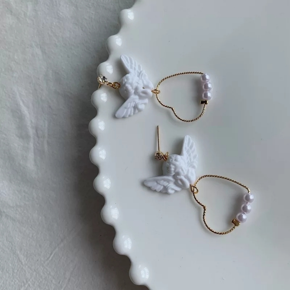 Angel Heart Hoop Earrings